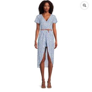 No Boundaries Walk Thru Dress hi-low size XXL maxi romper v-neck blue white new
